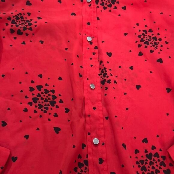Liz Claiborne red long sleeve heart shirt blouse button down business casual val - Picture 3 of 7